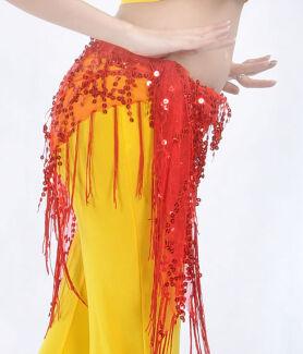 Платок-платок для восточных танцев "Русалка" красный с паетками S22916 013