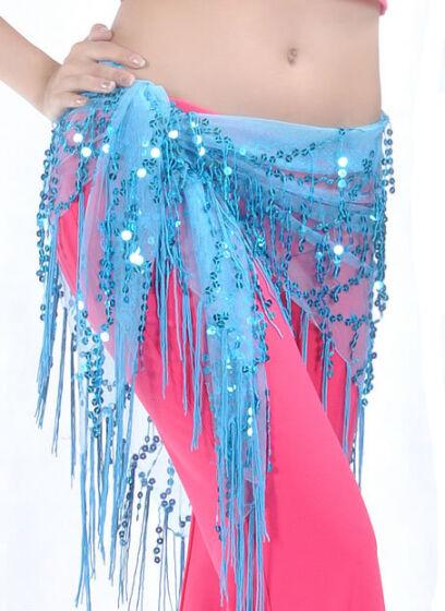 Платок-платок для восточных танцев "Русалка" голубой с паетками S22916 014
