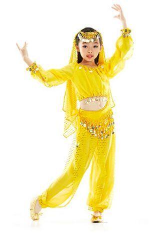 Костюм для восточных танцев с брюками детский жёлтый Istambul Dreams, S84216 006
