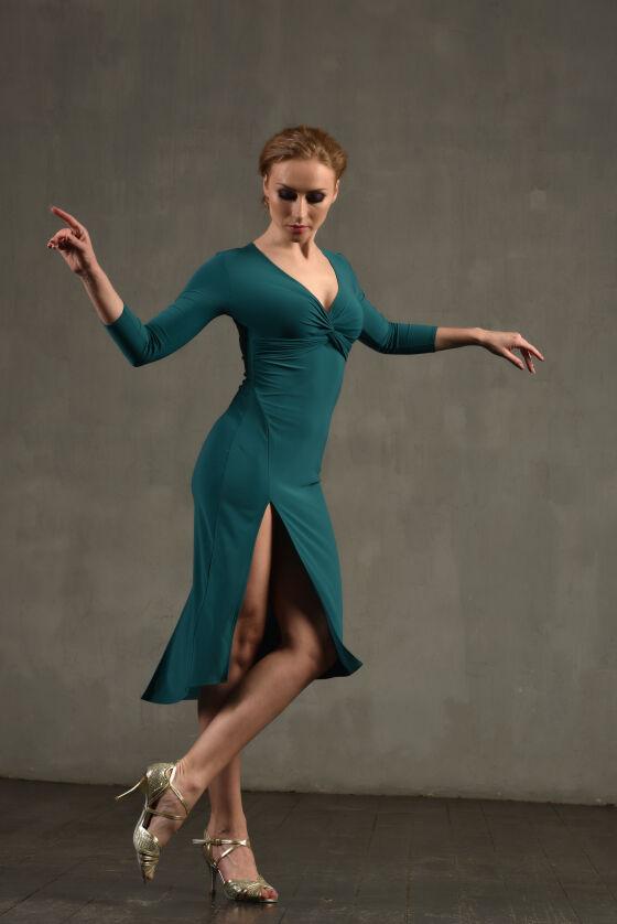 Платье для аргентинского танго тёмно-зеленое SM8013 155, Studio Moscow