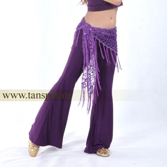 Пояс-платок для восточных танцев "Сетка" фиолетовый с паетками S091016 011