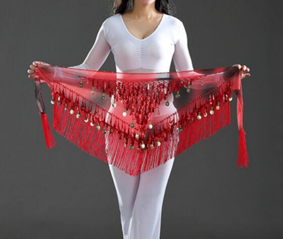 Платок-платок для восточных танцев красный с паетками S93416 013