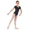 Купальник для балета и хореографии детский с коротким рукавом чёрный Solo, FD926 107
