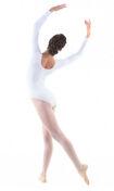 Купальник для балета и хореографии детский с длинным рукавом белый Solo, FD951 106