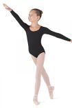 Купальник для балета и хореографии детский с длинным рукавом чёрный Solo, FD951 107